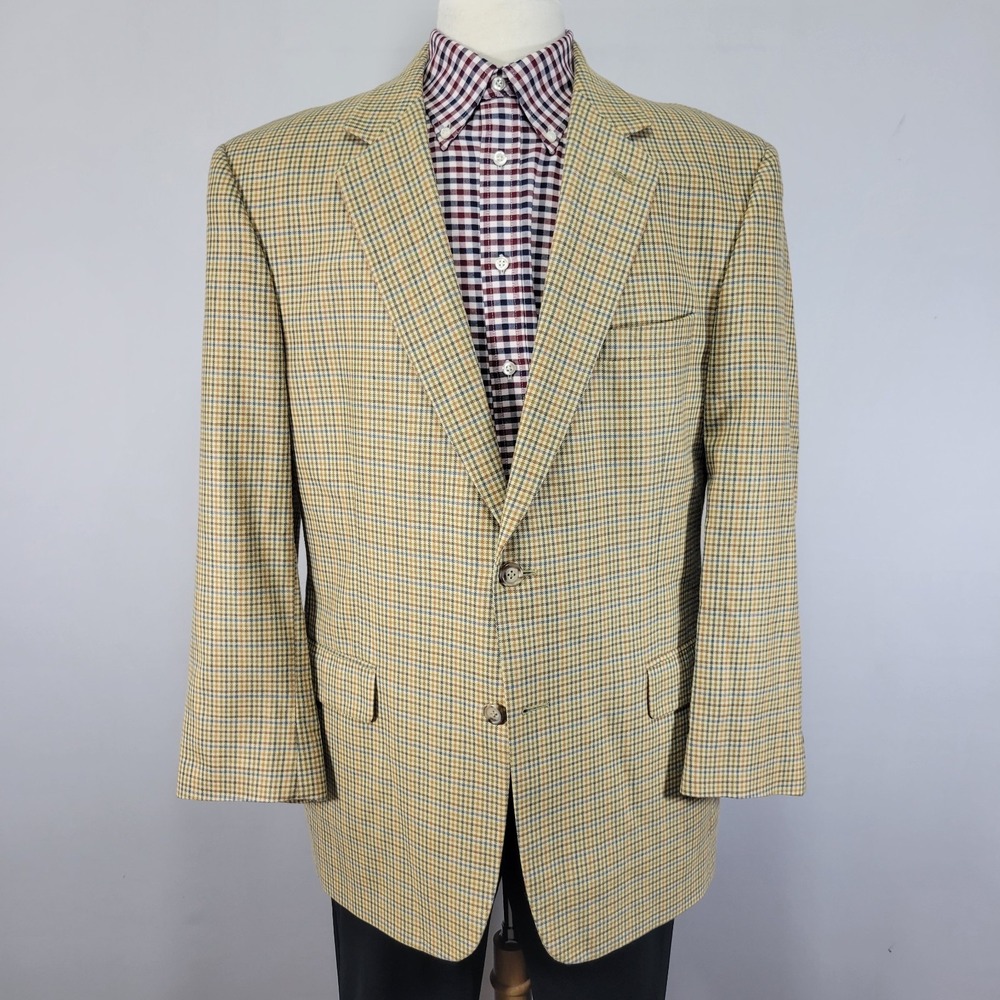 JOS A BANK Gordon Men's Sport Coat Blazer Two Button Checked Silk Wool Size 43R
